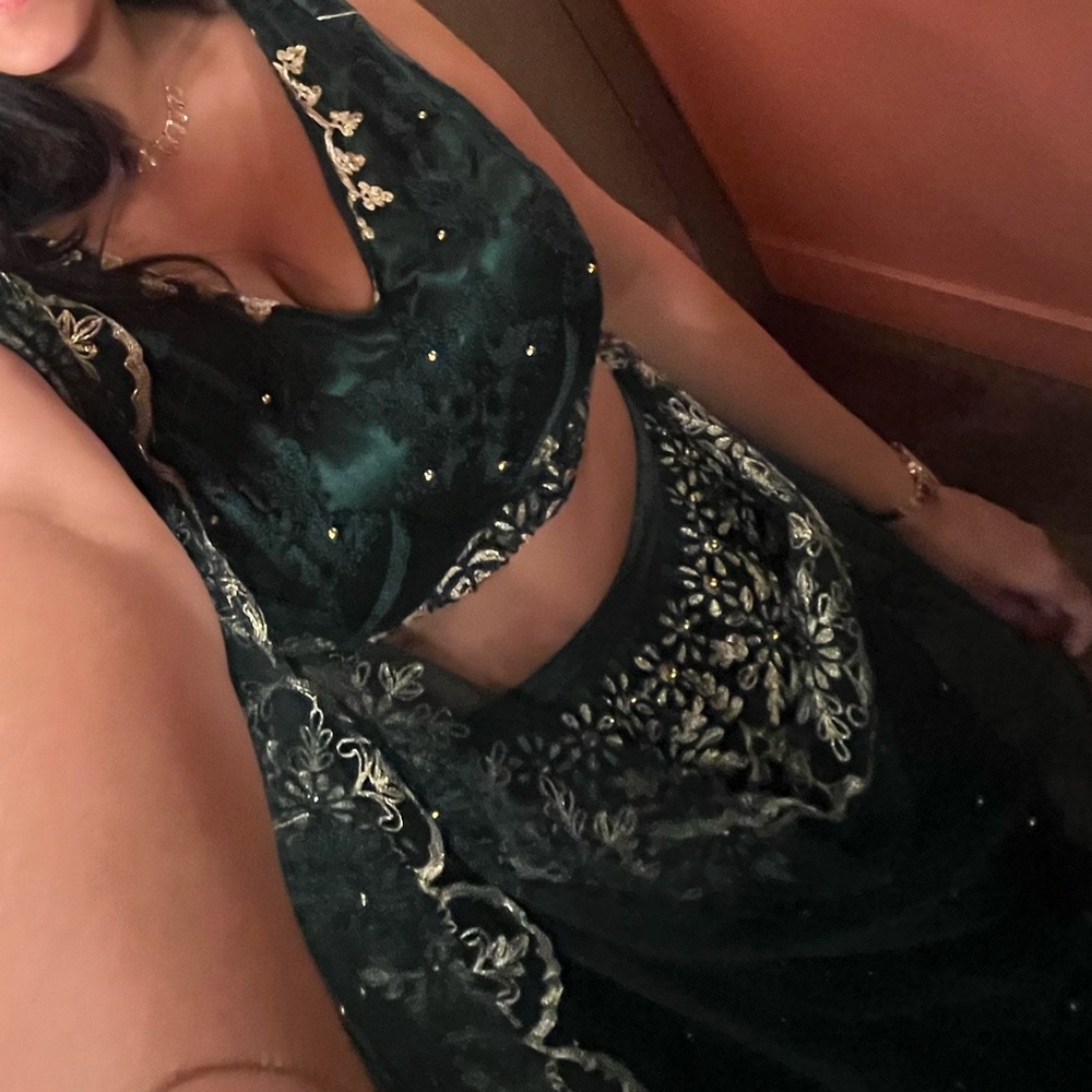 Elegant Green and Gold Lehenga Choli Dupatta